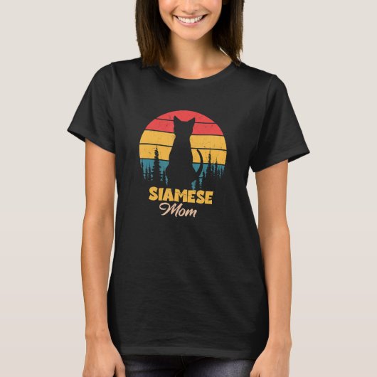 ヴィンテージ シャム猫 レトロ シャム猫 ママ Tシャツ (正面)