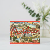 ヴィンテージ シャーロット ノースカロライナ州 ポストカード (スタンド正面)