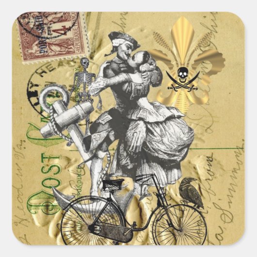 ヴィンテージ・シュームパンク海賊 スクエアシール (正面)