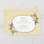 ヴィンテージ シルエット フラワー ウェディング レセプション カード (正面/裏面)