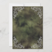 ヴィンテージ シルバー オリーブグリーン 水彩 結婚式 招待状 (裏面)