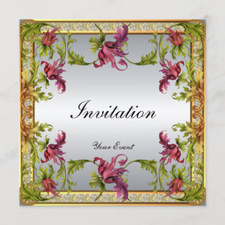 ヴィンテージ シルバー ビクトリアン フラワー フレーム 招待状