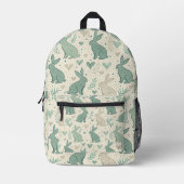 ヴィンテージ シンプル ウサギ シルエット ハート パターン プリントバックパック (正面)