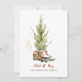 ヴィンテージ シンプル ファミリー クリスマス フォト ホリデー (正面)