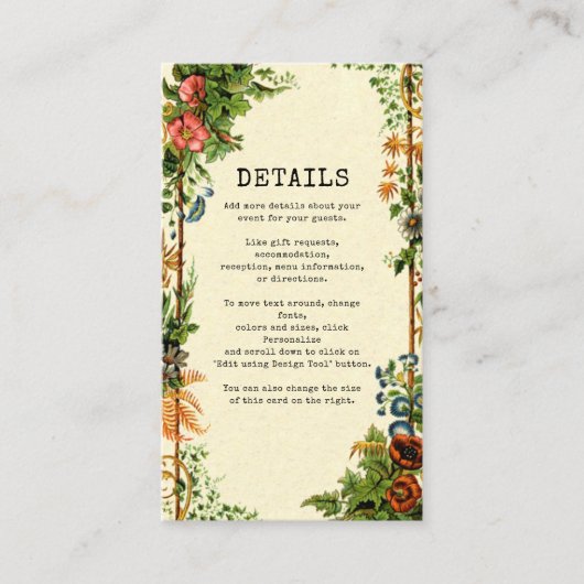 ヴィンテージ シークレット ガーデン ブック ラバー コテージコア エンクロージャーカード (正面)