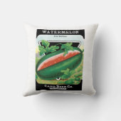 ヴィンテージ シード パケット ラベル アート、スイカの果物 クッション (裏面)