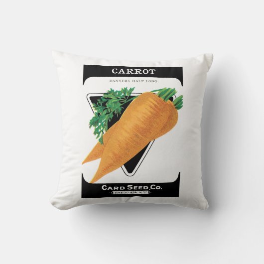 ヴィンテージ シード パケット ラベル アート、ダンヴァース ニンジン クッション (正面)