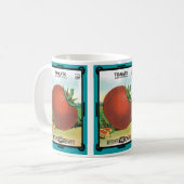 ヴィンテージ シード パケット ラベル アート、バートのシード トマト コーヒーマグカップ (正面左)