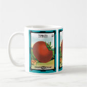 ヴィンテージ シード パケット ラベル アート、バートのシード トマト コーヒーマグカップ (左)