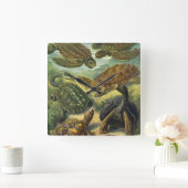 ヴィンテージ·シー·タートルズ·アンド·トーツーズ(Ernst Haeckel著) スクエア壁時計 (ホーム)