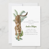 ヴィンテージ ジャングル レオパード 水彩 誕生日パーティー 招待状 (正面)