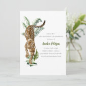 ヴィンテージ ジャングル レオパード 水彩 誕生日パーティー 招待状 (スタンド正面)