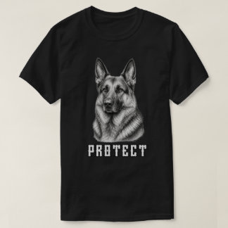 ヴィンテージ ジャーマンシェパード プロテクト ポートレート デザイン Tシャツ