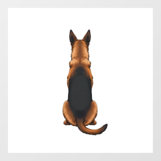 ヴィンテージ ジャーマンシェパード 後ろ姿の犬のイラスト ウィンドウサイン (シート)
