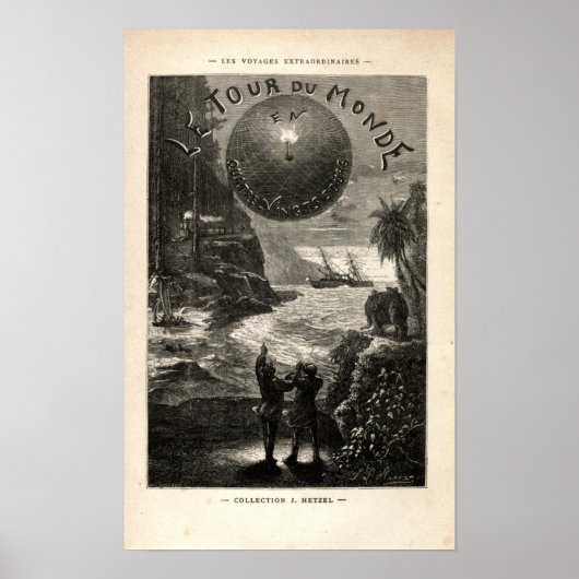 ヴィンテージ・ジュール・ヴァーン「世界中で…」 カバー ポスター (正面)