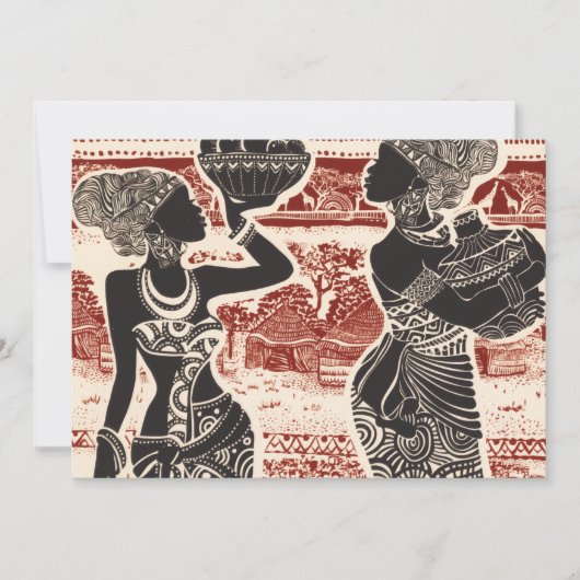 ヴィンテージ ジョイ トライバル アフリカの女性 村 案内状 (正面)