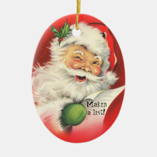 ヴィンテージ ジョリー ウィンキング サンタ クリスマス オーナメント セラミックオーナメント