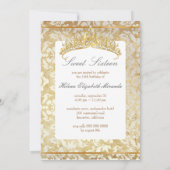ヴィンテージ スウィート16 プリンセス パール ダマスク パーチメント 招待状 (裏面)