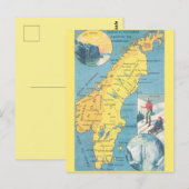 ヴィンテージ スウェーデン地図 ポストカード (正面/裏面)