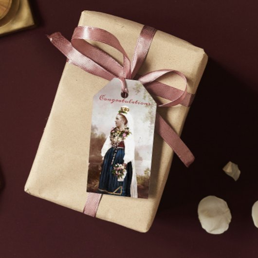 ヴィンテージ スウェーデン 伝統的なダーレカリア ウェディング ギフトタグ