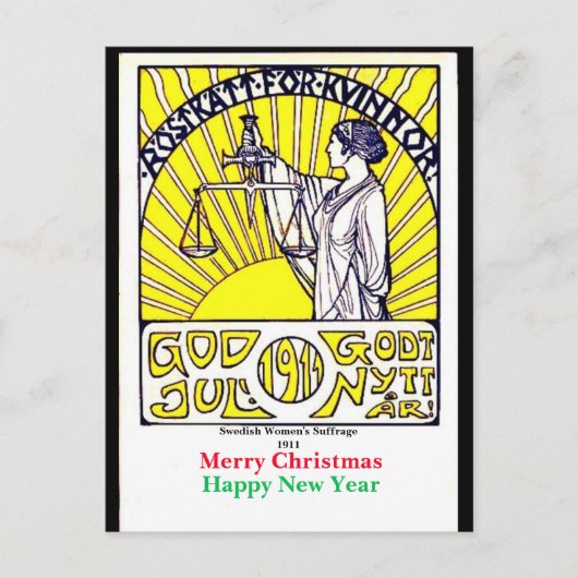 ヴィンテージ スウェーデン 参政権 クリスマス ポストカード コピー (正面)