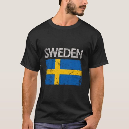 ヴィンテージ スウェーデン 国旗 プライド ギフト Tシャツ (正面)