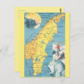 ヴィンテージ スウェーデン 地図 ポストカード (正面/裏面)