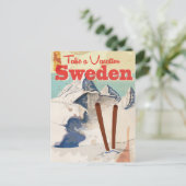 ヴィンテージ スウェーデン 旅行 ポスター ポストカード (スタンド正面)
