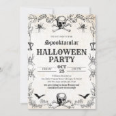 ヴィンテージ スカル ハロウィン バースデー 招待状 (正面)