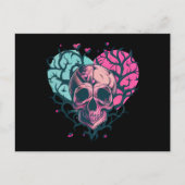 ヴィンテージ スカル ハート & ブランチェス ポストカード (正面)