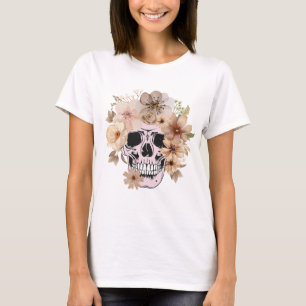 ヴィンテージ スカル&フラワーズ 女性用Tシャツ Tシャツ