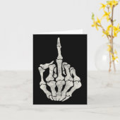 ヴィンテージ スカル ミドルフィンガー オフ スケルトンハンド カード (黄色い花)