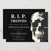 ヴィンテージ スカル リップ 20年代 ブラック 30歳の誕生日 招待状 (正面/裏面)