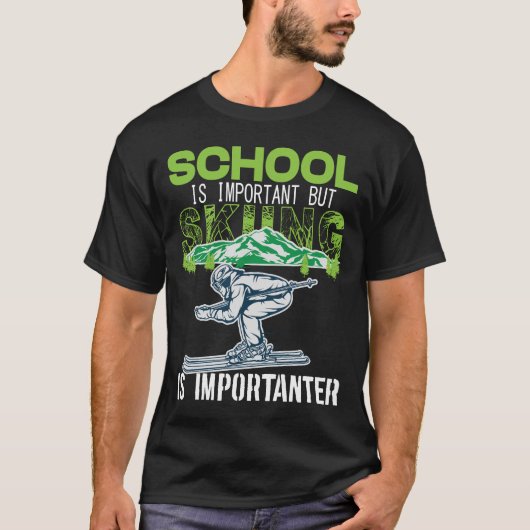ヴィンテージ スキー スキーヤー おもしろTシャツ ギフト Tシャツ (正面)