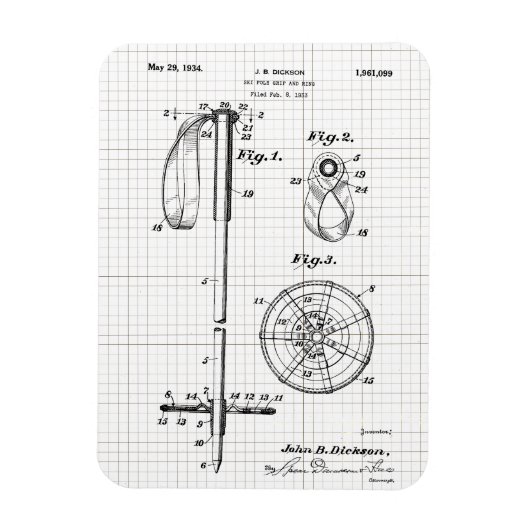 ヴィンテージ スキー ポール 特許 マグネット (縦)
