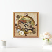 ヴィンテージ スクエア壁時計 (ホーム)