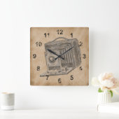 ヴィンテージ スクエア壁時計 (ホーム)