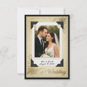 ヴィンテージ スクラップブックスタイルのウェディング サンクス カード (正面)