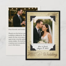 ヴィンテージ スクラップブックスタイルのウェディング サンクス カード