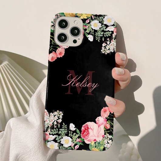 ヴィンテージ スクリプト モノグラム フラワー Case-Mate iPhoneケース
