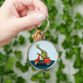 ヴィンテージ・スクーターでキリンを食べる キーホルダー (手)