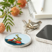 ヴィンテージ・スクーターでキリンを食べる キーホルダー (側面)