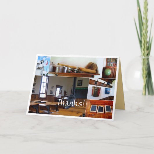 ヴィンテージ スクール ハウス コラージュ カードに感謝 サンキューカード (正面)