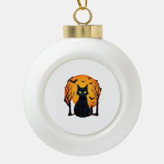 ヴィンテージ スケアリー クリスマス キャット コスチューム レトロ 猫 月 セラミックボールオーナメント