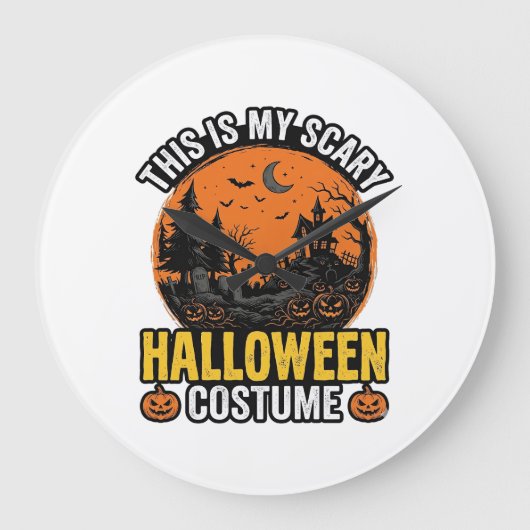 ヴィンテージ スケアリー ハロウィンコスチューム ラージ壁時計 (正面)