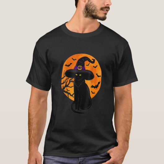 ヴィンテージ スケアリー ハロウィン 黒猫 1 Tシャツ (正面)