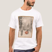 ヴィンテージ スケッチ サンタとトナカイ Tシャツ (正面)