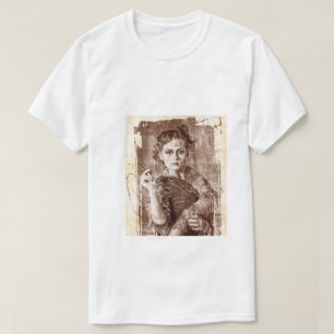 ヴィンテージ スケッチ 美少女 ポートレート Tシャツ