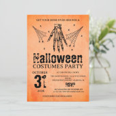 ヴィンテージ スケルトンの手 ハロウィンコスチューム パーティー 招待状 (スタンド正面)