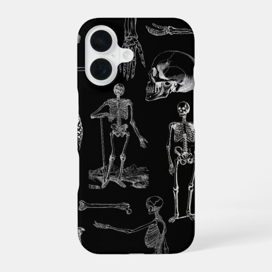 ヴィンテージ スケルトン イラスト スマホケース iPhone 16ケース (裏面)